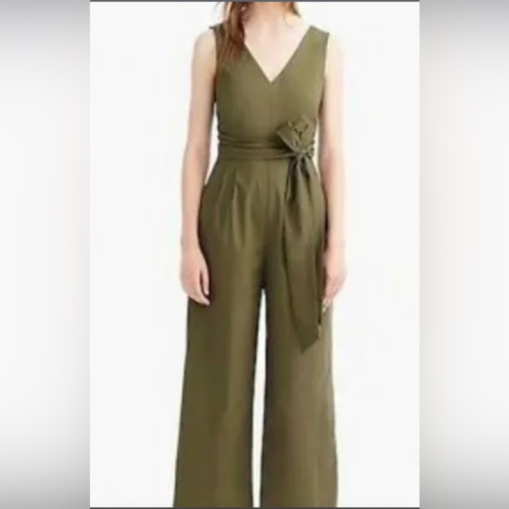 JCrew Olive cropped wide leg jumpsuit